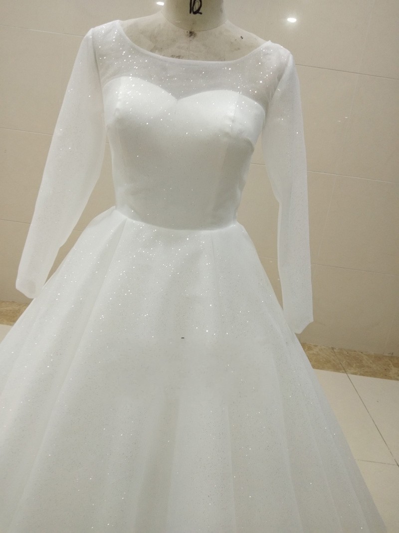 Sparkle Sequins Wedding Dress 2025 Ball Gown Long Sleeve Plus Size Princess Bridal Gowns for Women Robe De Mariee Vestido De Noiva