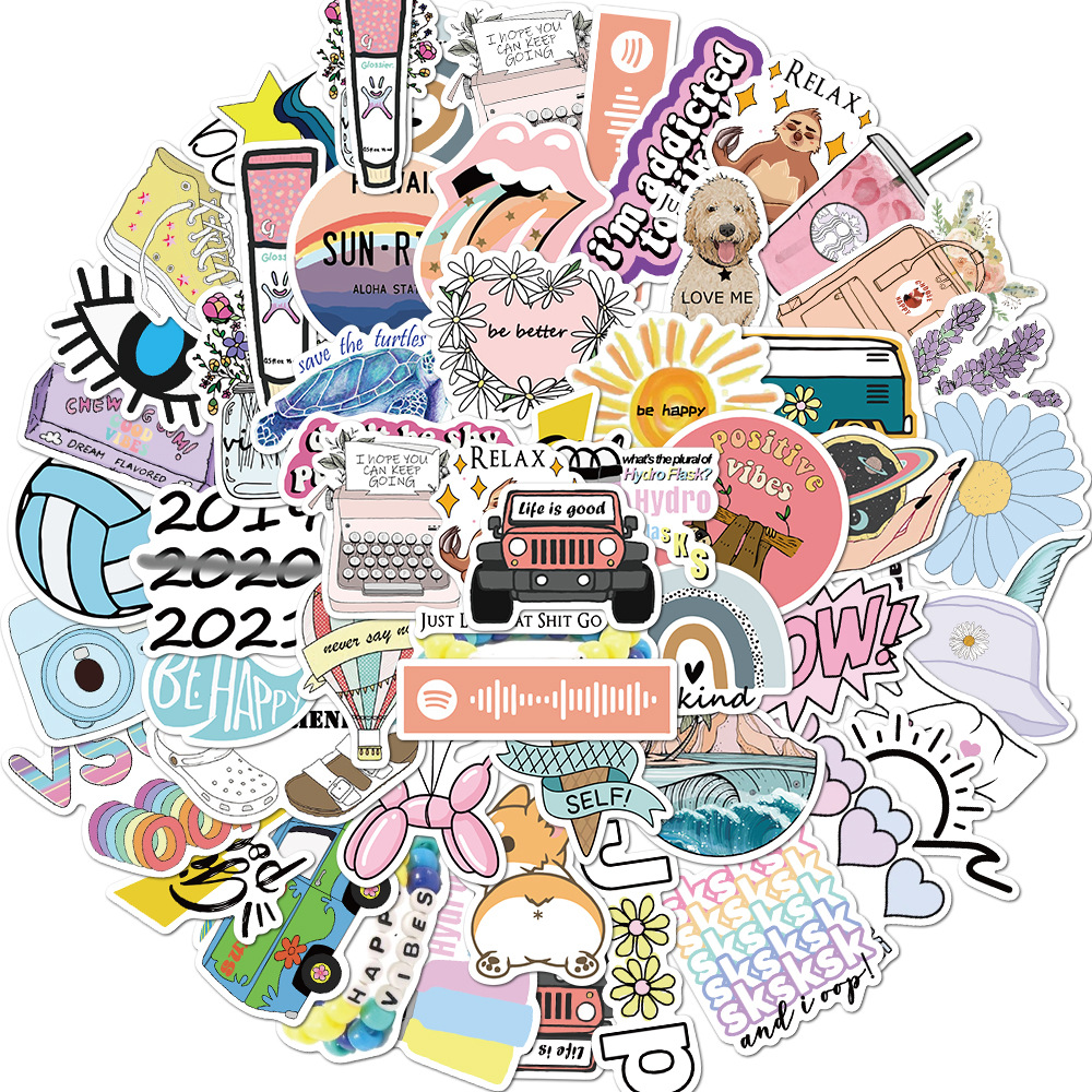 Pack of 50Pcs Wholesale Cartoon Cute Fresh Style Stickers Waterproof No-duplicate sticker For Notebook Skateboard Bottle Car decals, Multi-color
Pack of 50Pcs Wholesale Cartoon Cute Fresh Style Stickers Waterproof No-duplicate sticker For Notebook Skateboard Bottle Car decals, Multi-color