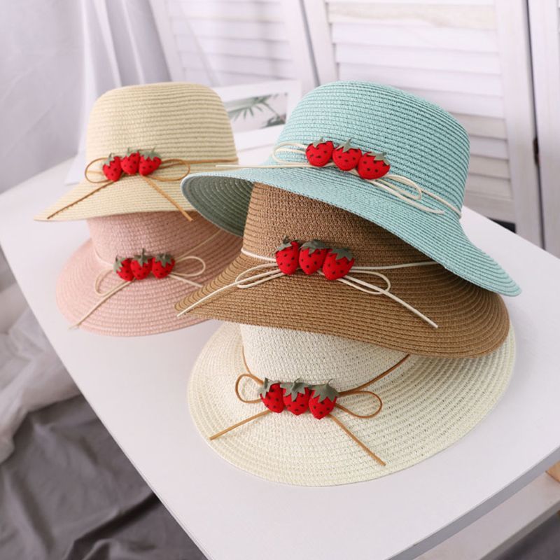 Women Summer Woven Straw Sun Hat Cute Strawberry Bowknot Wide Brim UV Protection Packable Beach Cap with Chin Strap, Bl
Women Summer Woven Straw Sun Hat Cute Strawberry Bowknot Wide Brim UV Protection Packable Beach Cap with Chin Strap, Bl