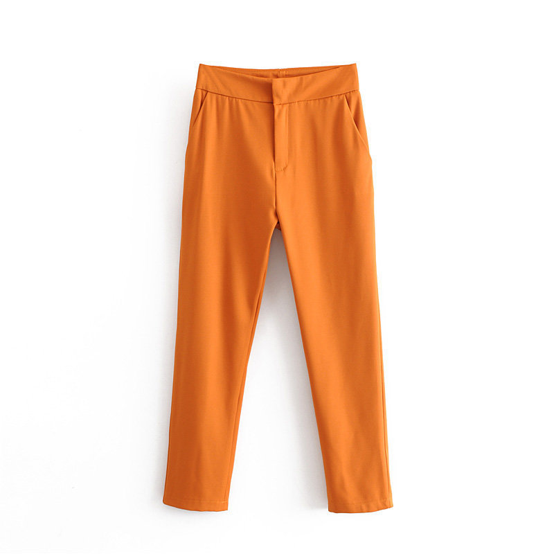 Women's suit pants set high quality 2019 new autumn slim waistband yellow ladies small suit jacket Casual trousers set of two T200818