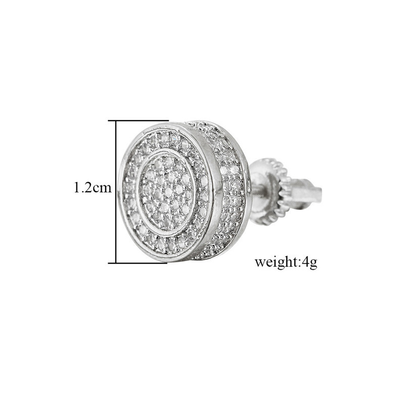 Unisex Women Mens Earrings Hip Hop Gold Plated CZ Diamond Square Stud Earings Iced Out Bling CZ Rock Punk Wedding Gift