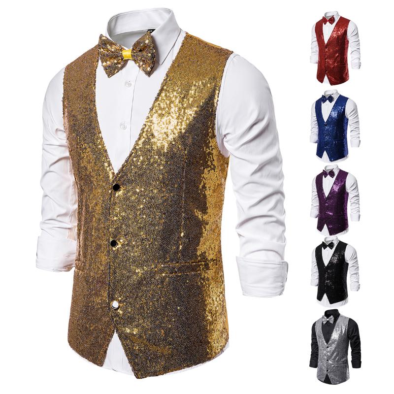 Men Sequined vest Shiny Sequin Glitter Embellished Blazer Jacket Nightclub Party Suits Vests with Bow Tie for Men, Black
Men Sequined vest Shiny Sequin Glitter Embellished Blazer Jacket Nightclub Party Suits Vests with Bow Tie for Men, Black