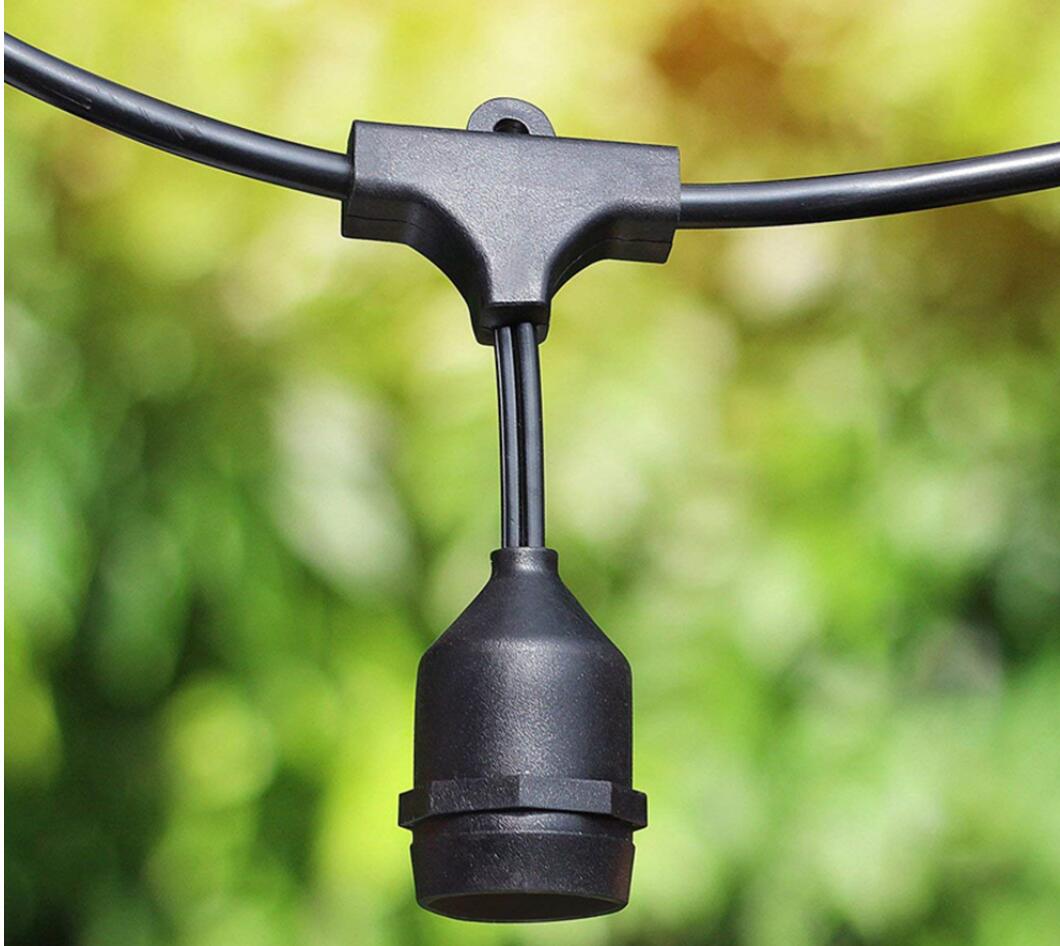 S14 E27 Commercial Grade Black Wire Cable Waterproof Vintage Style Party Globe Led Light Outdoor Festoon String Christmas Wedding