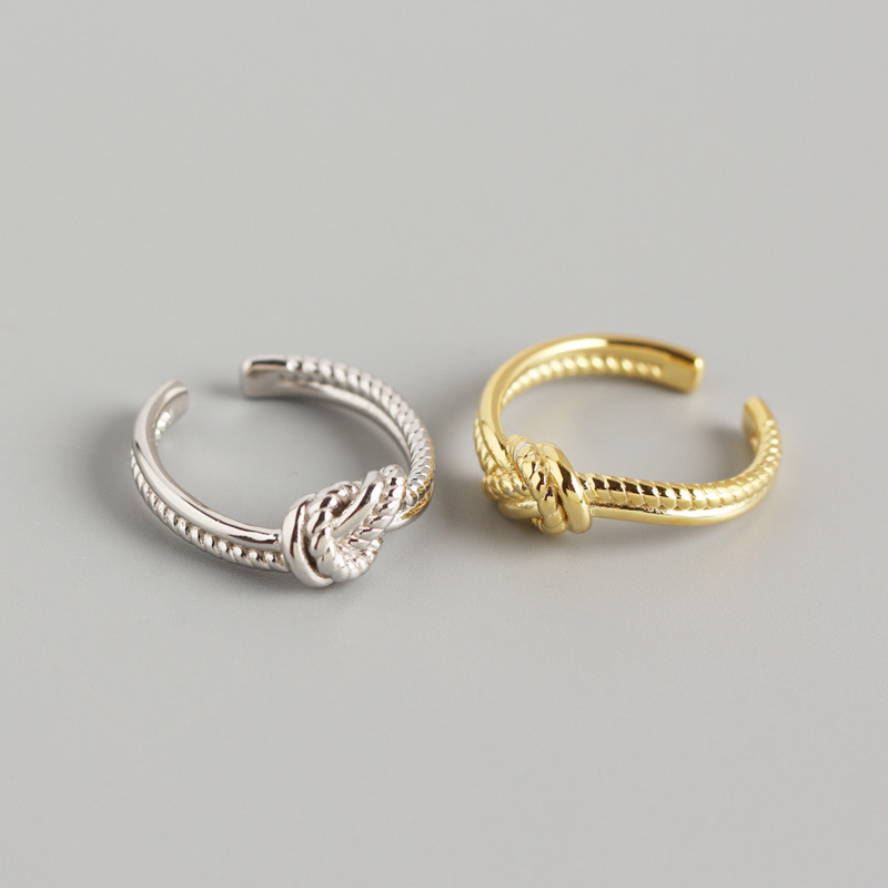 New design 925 sterling silver vintage jewelry minimalism hand-made designer women's knot adjustable rings Japanese South korea style