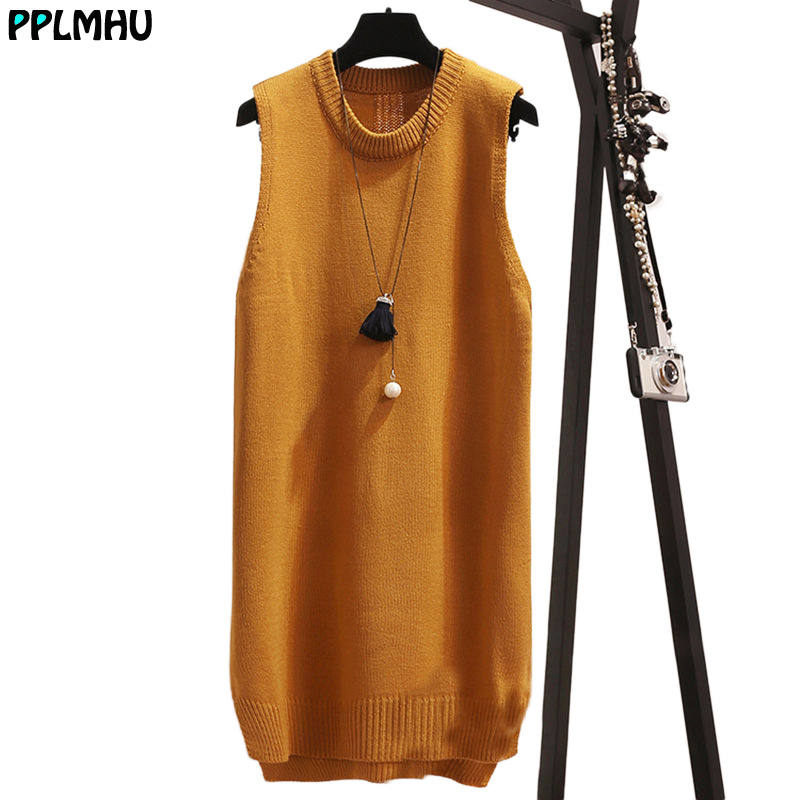Basic solid color O-Neck long knitted sweaters vest women Casual thick loose sleeveless dress Fashion non-symmetrical waistcoat, Yellow
Basic solid color O-Neck long knitted sweaters vest women Casual thick loose sleeveless dress Fashion non-symmetrical waistcoat, Yellow