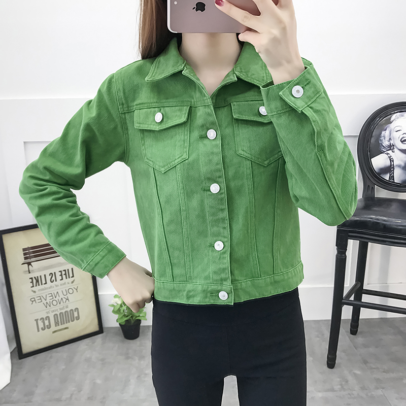 Basic Jeans Jacket Women Green 2020 Autumn Woman Denim Jean Womens Coats Jackets Female Slim Stretch Short Coat Feminina Clothes5654820