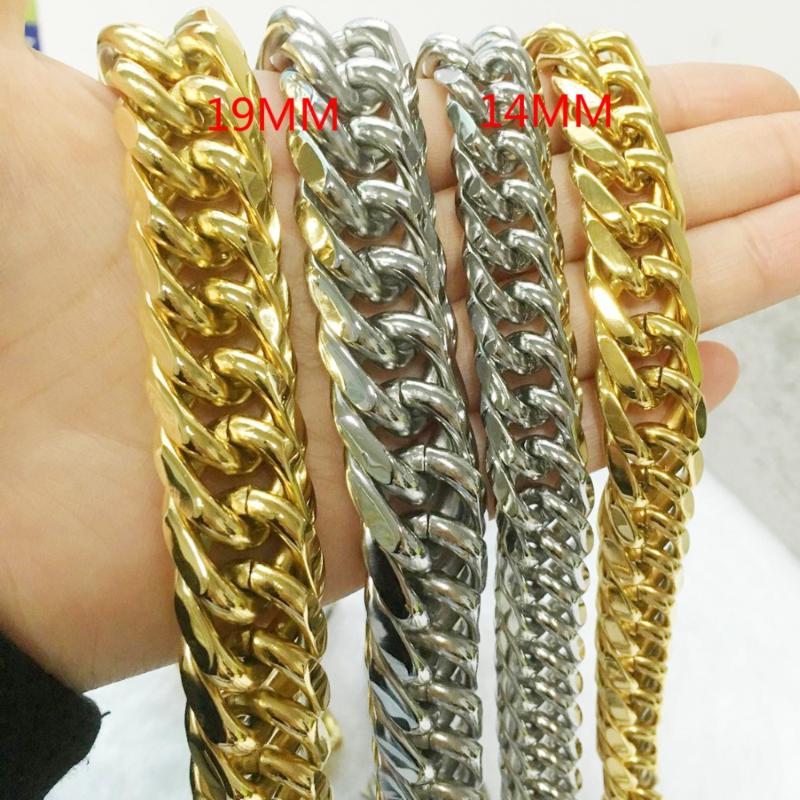 Men's Heavy Necklace/Bracelet 14/19MM Silver Color/Gold Color Cuban Curb Chain Thick High Quality Jewelry 7-40 Inch Length
Men's Heavy Necklace/Bracelet 14/19MM Silver Color/Gold Color Cuban Curb Chain Thick High Quality Jewelry 7-40 Inch Length