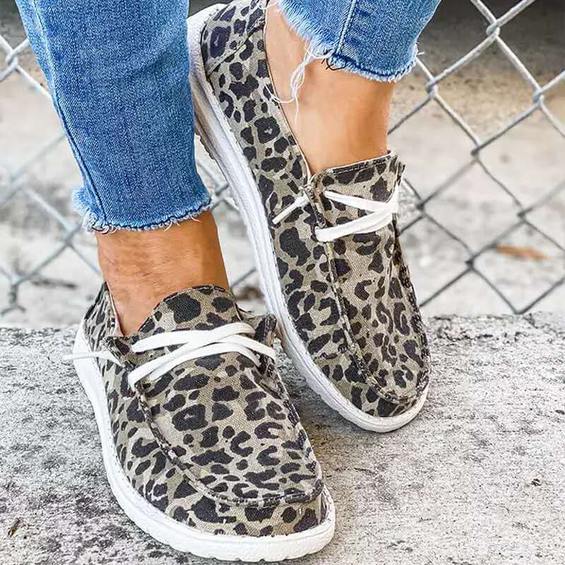 Women Loafers Summer flats Casual Lace Up Shoes Comfortable Flat Sneakers Solid Leopard Fashion Ladies Cavas Shoes plus Size Y200801