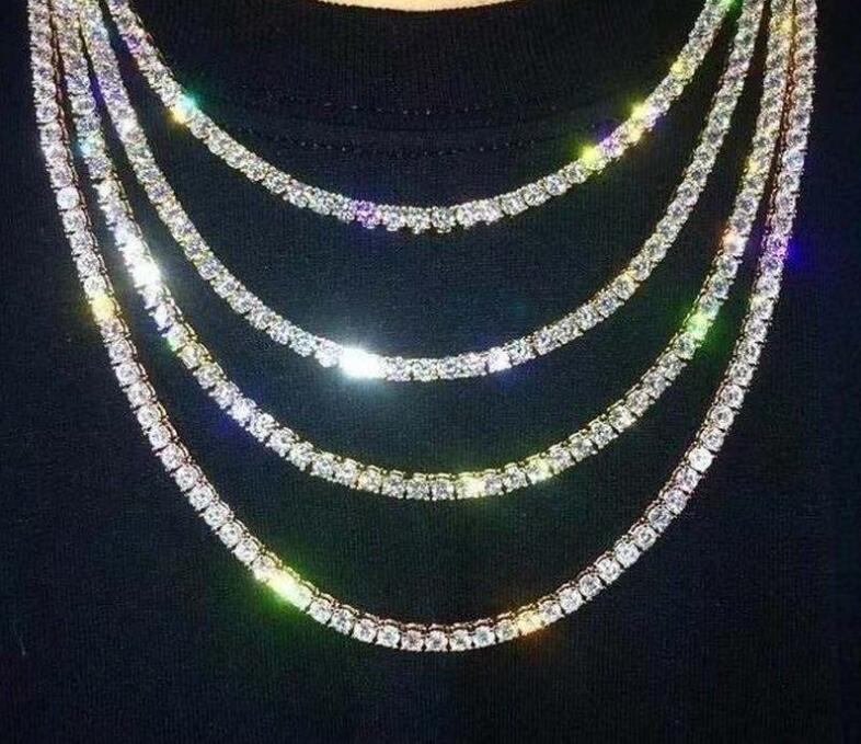 Men Hiphop Iced Out Chains Diamond Tennis Chain Hip Hop Necklace Bracelet 3mm 4mm 9-30 inch Silver Gold Necklaces Bracelet - view 8
