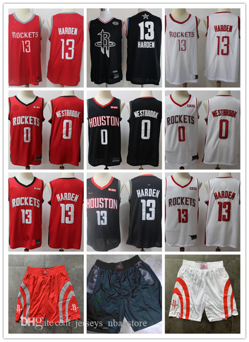 Mens 0Russell Westbrook Swingman Red Basketball Jersey 13James Harden StitchedRocket 3 Paul Shirts