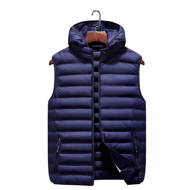 Men Winter Warm Wave Cut Chalecos Para Hombre Plus Size 6XL Hooded Vest Casual Zipper Sleeveless Gilet Homme Fashion Jacket