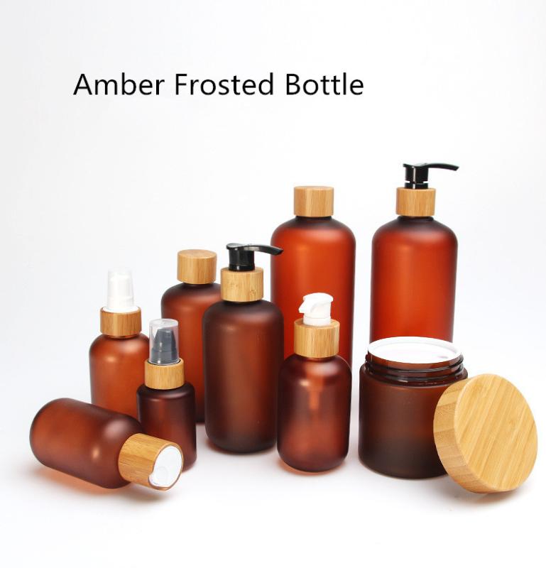 Bamboo Cosmetic Packaging 60ml 120ml 250ml 500ml Amber frosted plastic pet pump lotion oil bottle with bamboo wooden lid 8oz 
Bamboo Cosmetic Packaging 60ml 120ml 250ml 500ml Amber frosted plastic pet pump lotion oil bottle with bamboo wooden lid 8oz