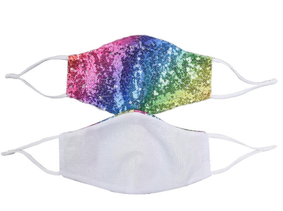 Women's Girl's Sequins Face Mask For Shopping Party Wedding Wearing Sparkle Washable Reusable Bling Face Covers 19 colors Masks