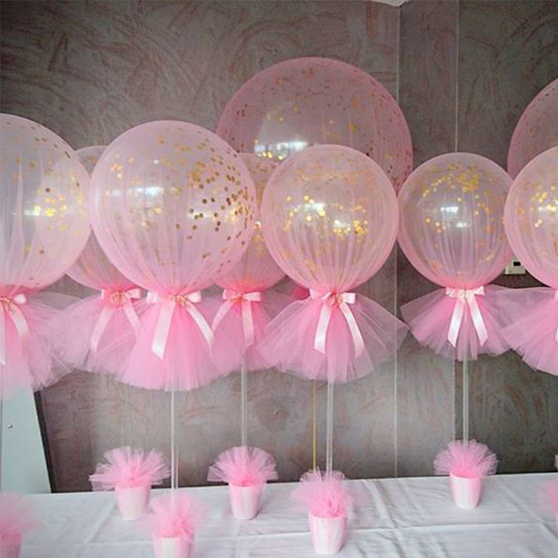 LED ballon stand 35cm Bobo balloon stick Wedding table decoration or Kids birthday party glow supplies Organza yarn kids favor