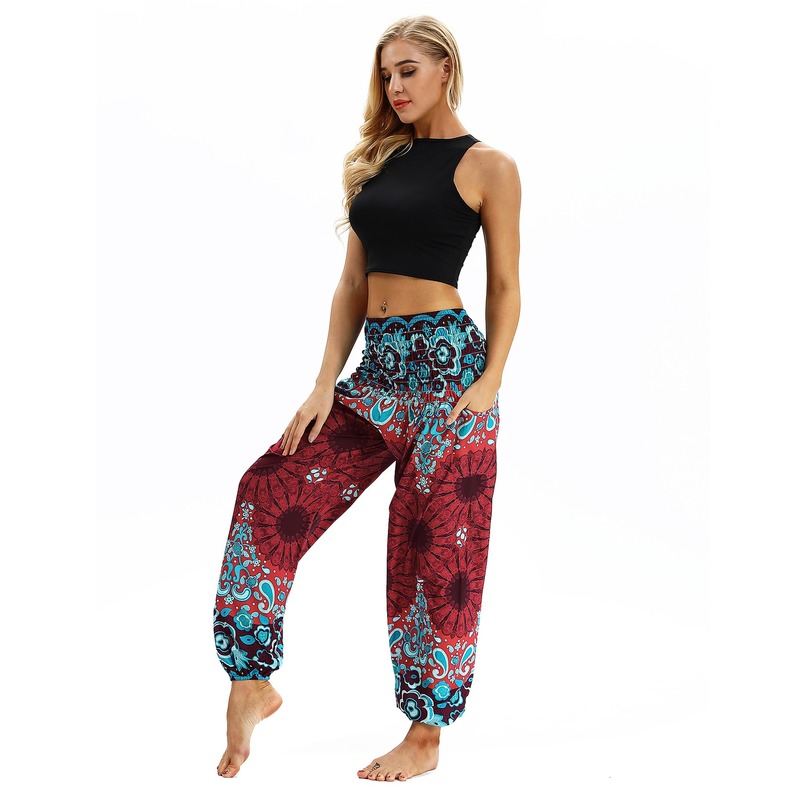 Fashion Sports Yoga Pants Printed High Waisted Women's Leggings Summer Beach Dance Bloomers Outdoor Gym Fitness Sportswear