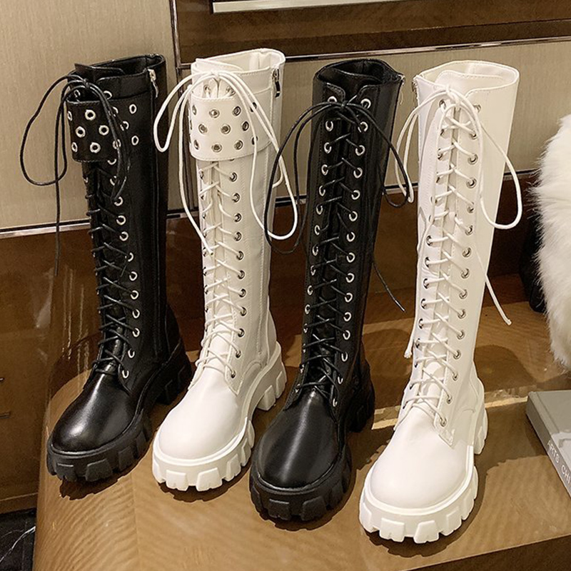Women Boots Fashion Buckle Black 2020 New Casual Ladies Leather Knee High Boots Zipper Punk Motorcycle Platform Boot Female
Women Boots Fashion Buckle Black 2020 New Casual Ladies Leather Knee High Boots Zipper Punk Motorcycle Platform Boot Female