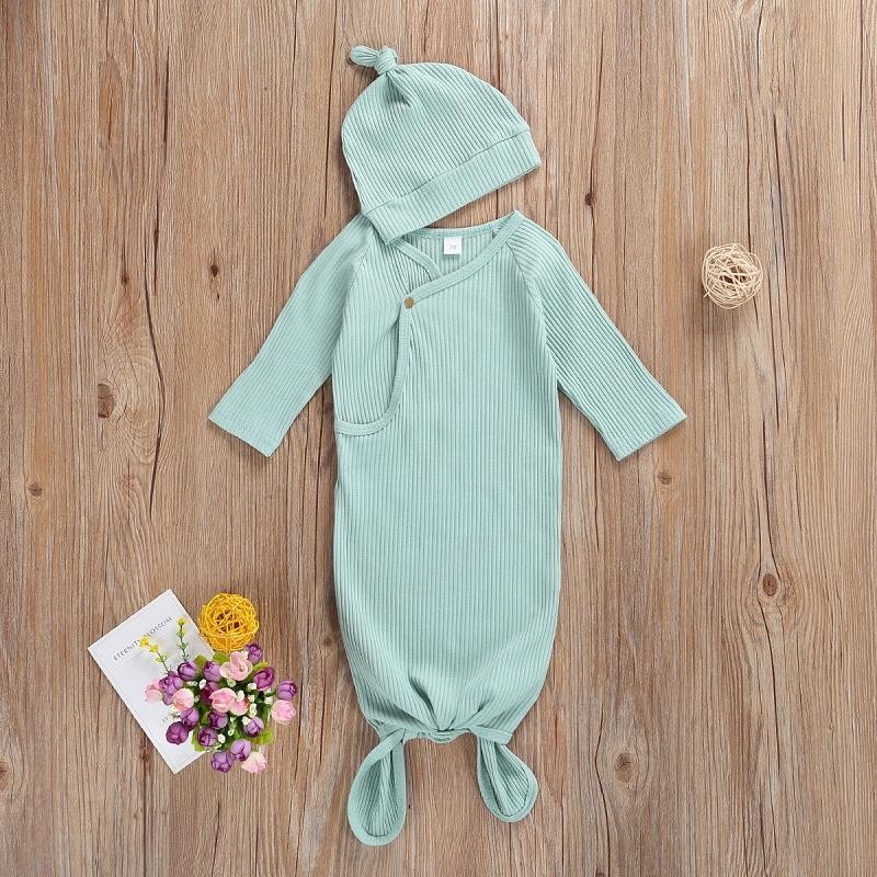 Sleeping Bags Newborn Baby Swaddle Blanket hat 2 pcs Wrap INS Toddler Cartoon Sleeping Sacks Photography Prop pit knitted solid Infant Sleeping Bag
