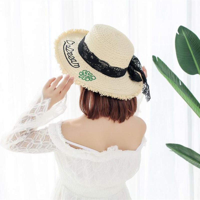 Handmade Weave Letter Sun Hats For Women Black Ribbon Lace Up Large Brim Straw Hat Outdoor Beach Hat Summer Caps, Khaki
Handmade Weave Letter Sun Hats For Women Black Ribbon Lace Up Large Brim Straw Hat Outdoor Beach Hat Summer Caps, Khaki
