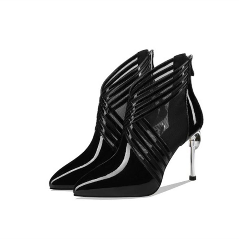 High heels leather sandals women's Baotou stiletto heels ankle boots hollow Roman net boots short women zapatos de mujer, Black
High heels leather sandals women's Baotou stiletto heels ankle boots hollow Roman net boots short women zapatos de mujer, Black