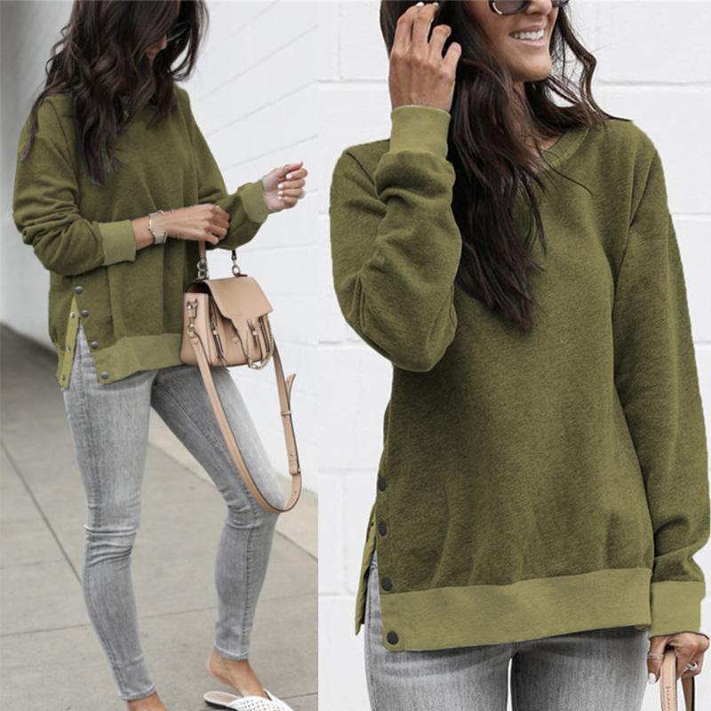 Round Neck Women Sweatshirt Pullover Side Slit Long Sleeve Tunics Warm Hoodie Casual Autumn Winter Solid Elegant Blouse Ladies, Army green
Round Neck Women Sweatshirt Pullover Side Slit Long Sleeve Tunics Warm Hoodie Casual Autumn Winter Solid Elegant Blouse Ladies, Army green