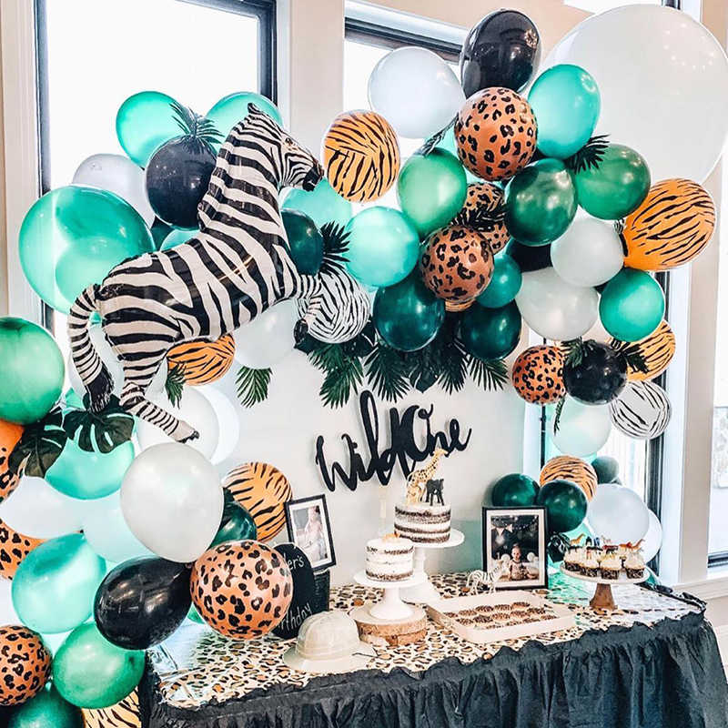 100pcs Jungle Party Balloons Decoration Kit Baby Shower Animal Balloons Arch Kids Birthday Balloon Zoo Themed Party