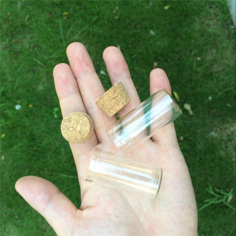 10ml Small Test Tube with Cork Stopper Glass Spice Bottles Container Jars 2440mm DIY Craft Transparent Straight Glass Bottle HHA12593321