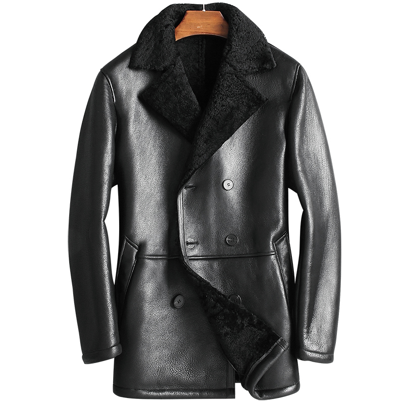 Mens Shearling Jacket Autumn Winter Genuine Leather Sheepskin Coat for Men Natural Fur Coats and Jacket BC812 KJ1343, Black 
Mens Shearling Jacket Autumn Winter Genuine Leather Sheepskin Coat for Men Natural Fur Coats and Jacket BC812 KJ1343, Black