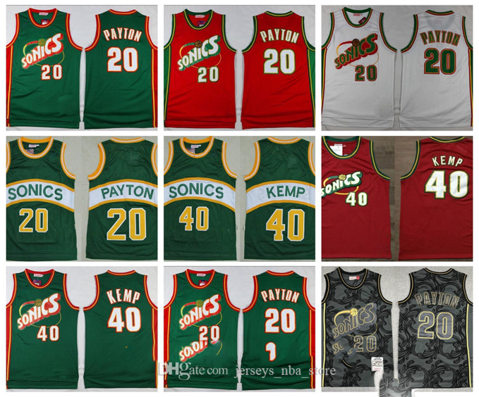 Mitchell Ness 1995-96 20 Gary Payton Seattle SuperSonics Throwback Jersey Shawn Kemp Retro Hardwood Classics Basketball Jerseys