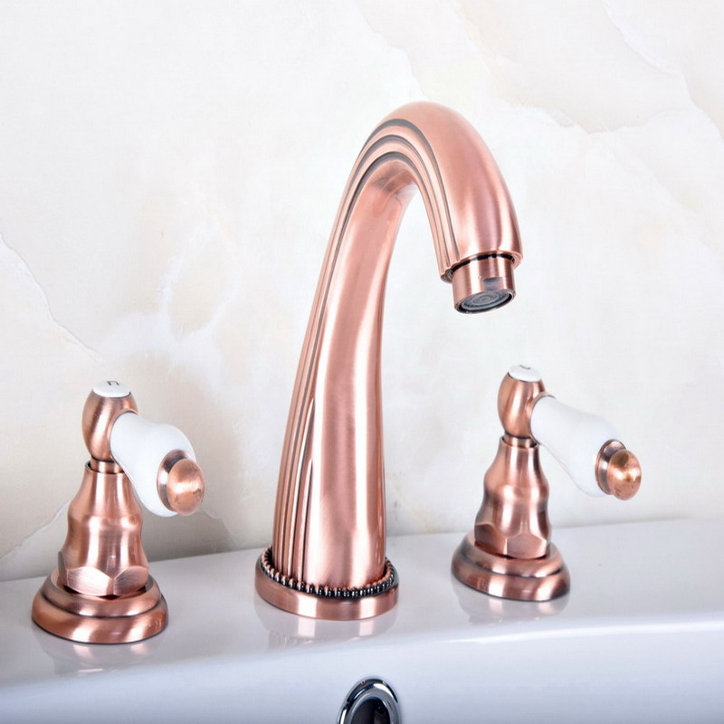 Antique Red Copper Brass Deck Mounted Widespread Bathroom Basin Faucet Sink 3 Holes Mixer Tap Dual Ceramic Handles Levers arg081
Antique Red Copper Brass Deck Mounted Widespread Bathroom Basin Faucet Sink 3 Holes Mixer Tap Dual Ceramic Handles Levers arg081