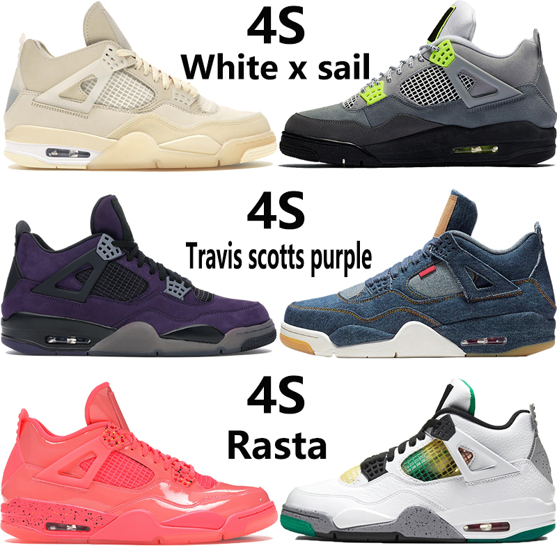 White x sail 4 4s mens basketball shoes Travis scotts purple SE Neon rasta denim game royal Jumpman mens trainers sneakers
White x sail 4 4s mens basketball shoes Travis scotts purple SE Neon rasta denim game royal Jumpman mens trainers sneakers