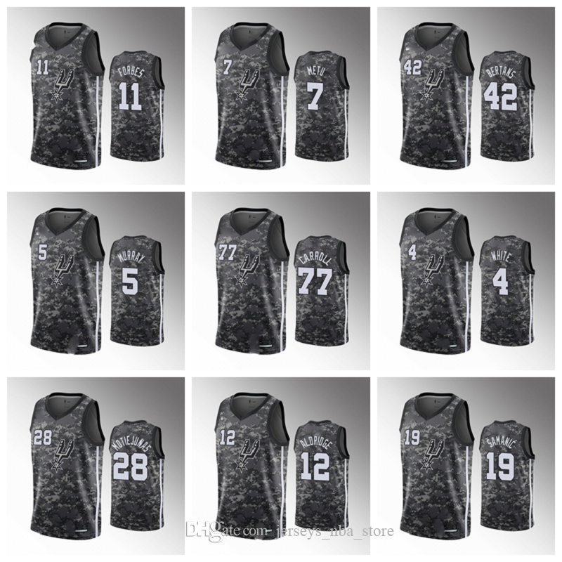 San Antonio Spurs Men LaMarcus Aldridge Basketball Camo Jersey Bryn Forbes DeMar DeRozan Patty Mills Derrick Dejounte Murray Robinso