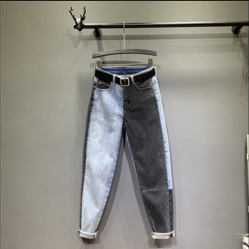 European jeans girl's new 2020 autumn collection AB face patchwork versatile high-waisted small feet radish pants dad pants girl, Blue
European jeans girl's new 2020 autumn collection AB face patchwork versatile high-waisted small feet radish pants dad pants girl, Blue