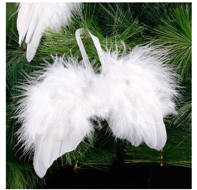 White Feather Wing Lovely Chic Angel Christmas Tree Decoration Hanging Ornament Home Party Wedding Ornaments Christmas Decorations