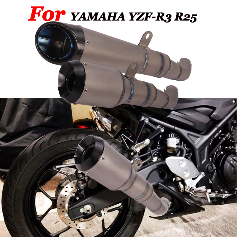 

Slip On For YZF-R25 YZF-R3 Motorcycle Titanium Alloy Exhaust Pipe Middle Pipe Carbon Escape Muffler DB Killer