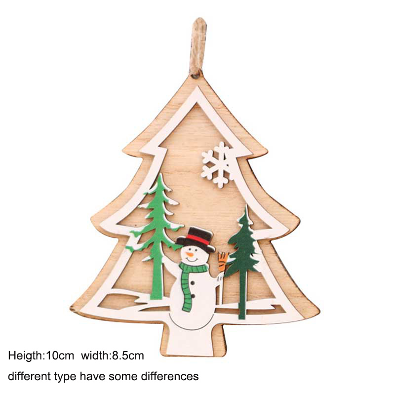 Wood Ornaments tree heart snowflake Jingle Bell Hangs Christmas Decorations Hotel Home decor