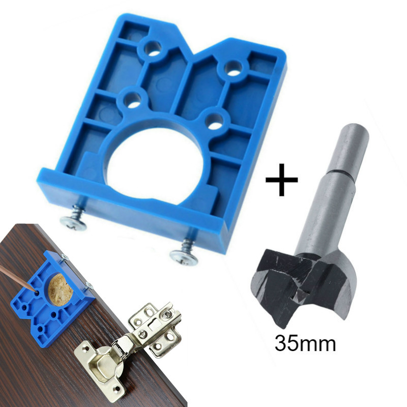 

35mm Door Cabinets Hinge Hole Drilling Guide Locator Template Woodworking Hinge Drilling Jig Concealed Guide w/ drill Tool