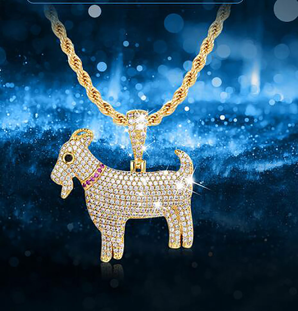 14K Gold Plated Zirconia GOAT Pendant Bling Pendant Necklace Iced Gold Silver Rosegold HipHop Jewelry Mens Women Gifts