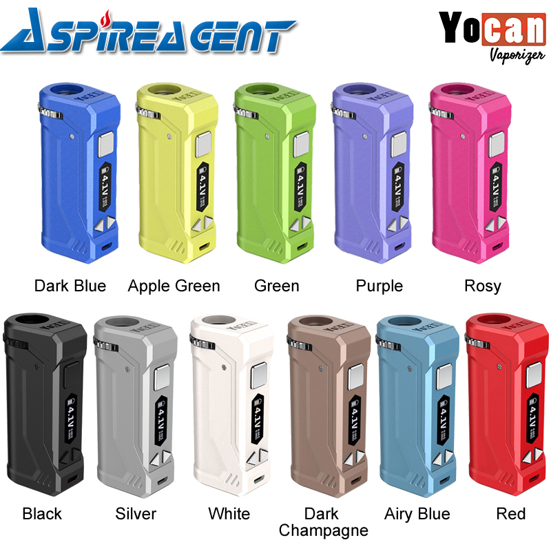 100% Original Yocan UNI Pro VV Box Mod Built-in 650mAh Vaporizer Battery with 10s Preheat Function Dial & Height Adjustable for Tanks
100% Original Yocan UNI Pro VV Box Mod Built-in 650mAh Vaporizer Battery with 10s Preheat Function Dial & Height Adjustable for Tanks