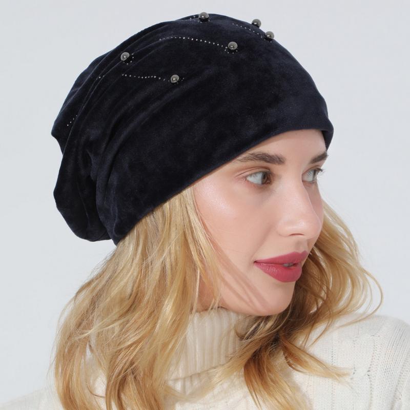 Female Skullies Women Winter Hats Casual Style Cotton Bead Decoration Double Thickening Keep Warm Soft High Quality, Black
Female Skullies Women Winter Hats Casual Style Cotton Bead Decoration Double Thickening Keep Warm Soft High Quality, Black