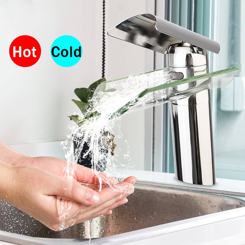 Modern Glass Waterfall Bathroom Faucet Chrome Brass Basin Sink Mixer Tap Single Handle Water Faucet Hot Deck Mounted
Modern Glass Waterfall Bathroom Faucet Chrome Brass Basin Sink Mixer Tap Single Handle Water Faucet Hot Deck Mounted