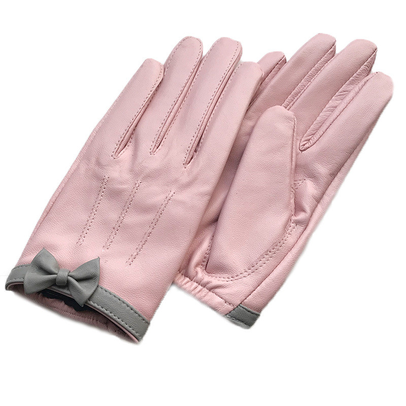 Women's short design sheepskin gloves genuine leather gloves Bow design pink motorcycle glove
Women's short design sheepskin gloves genuine leather gloves Bow design pink motorcycle glove