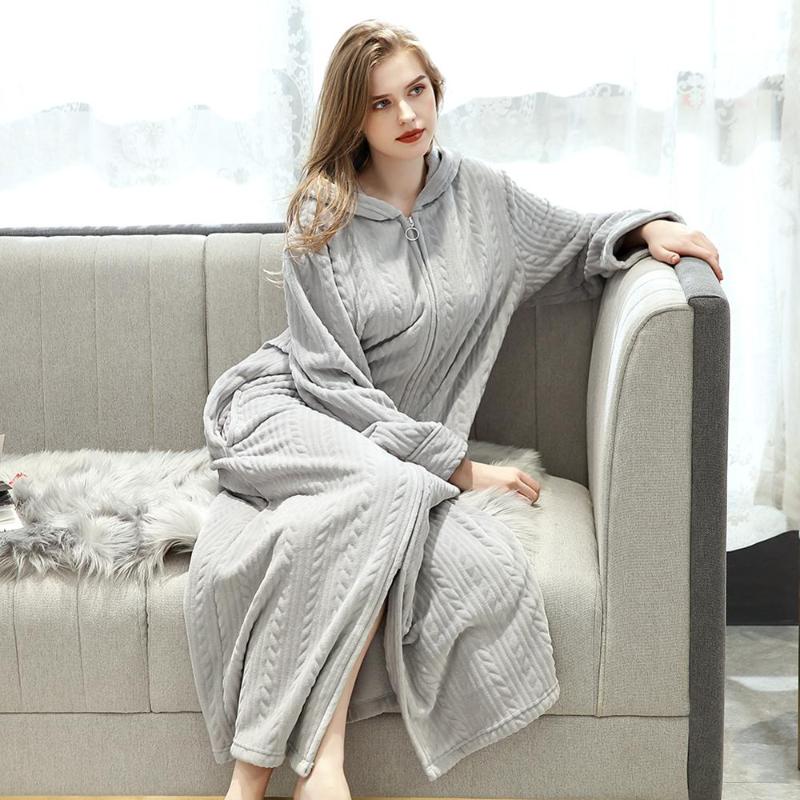 Winter Women Flannel Warm Robe Cozy Fluffy Long Sleeves Hooded Robes Bathrobe Pajamas Home Plush Night Dressing Robes For Couple, Female wine red
Winter Women Flannel Warm Robe Cozy Fluffy Long Sleeves Hooded Robes Bathrobe Pajamas Home Plush Night Dressing Robes For Couple, Female wine red