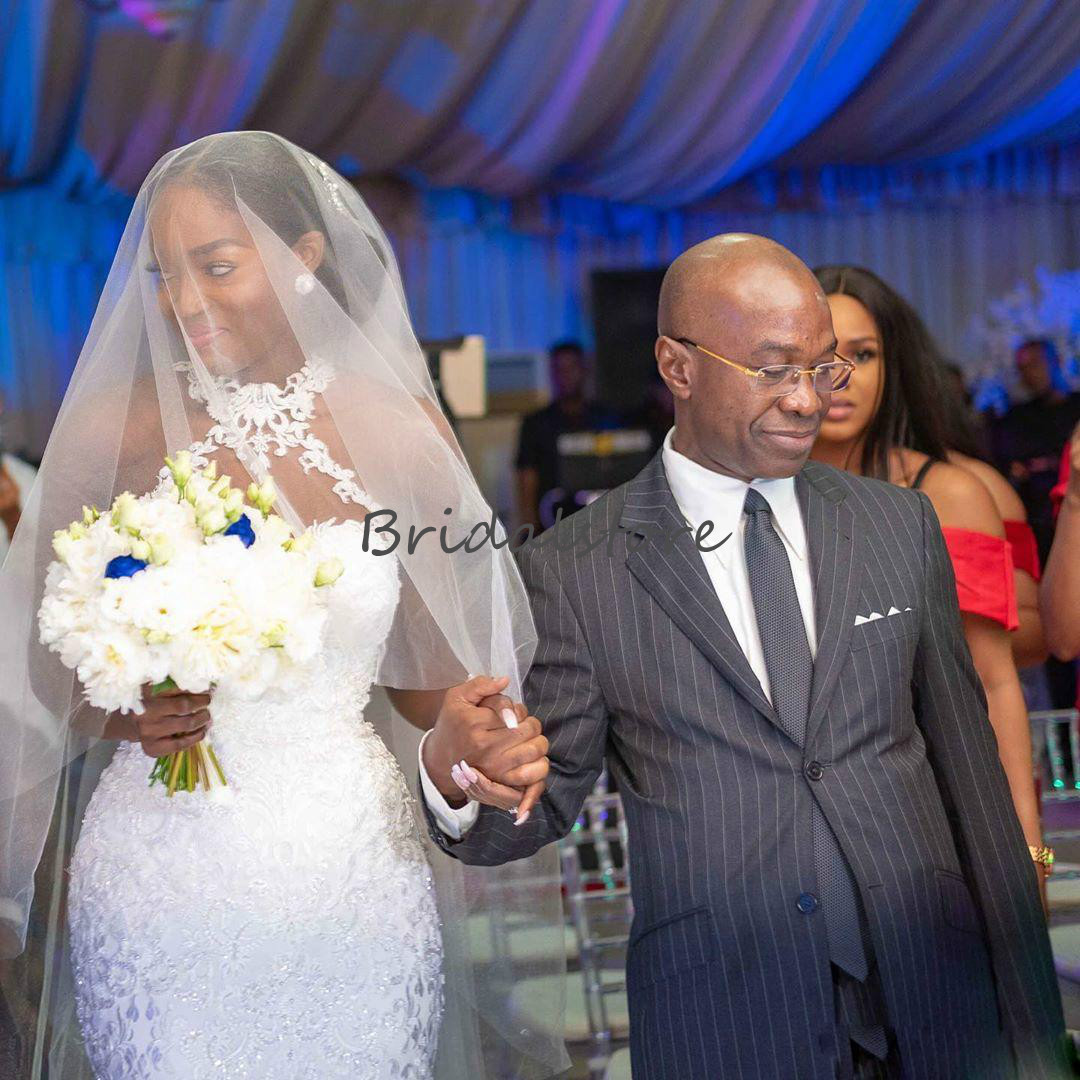 Trumpet Mermaid Nigeria Wedding Dresses Elegant Pearls Lace Beaded Country Style Garden Wedding Gown With Train 2021 Cheap robes de mariée