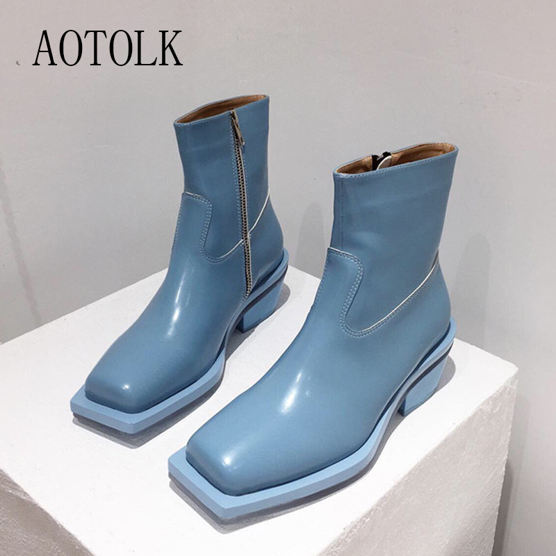 Women Boots Square Toe Women's Autumn Rain Ankle Boots Thick Heel Patent Leather Short Side Zipper 2020 New Arrival, Black
Women Boots Square Toe Women's Autumn Rain Ankle Boots Thick Heel Patent Leather Short Side Zipper 2020 New Arrival, Black