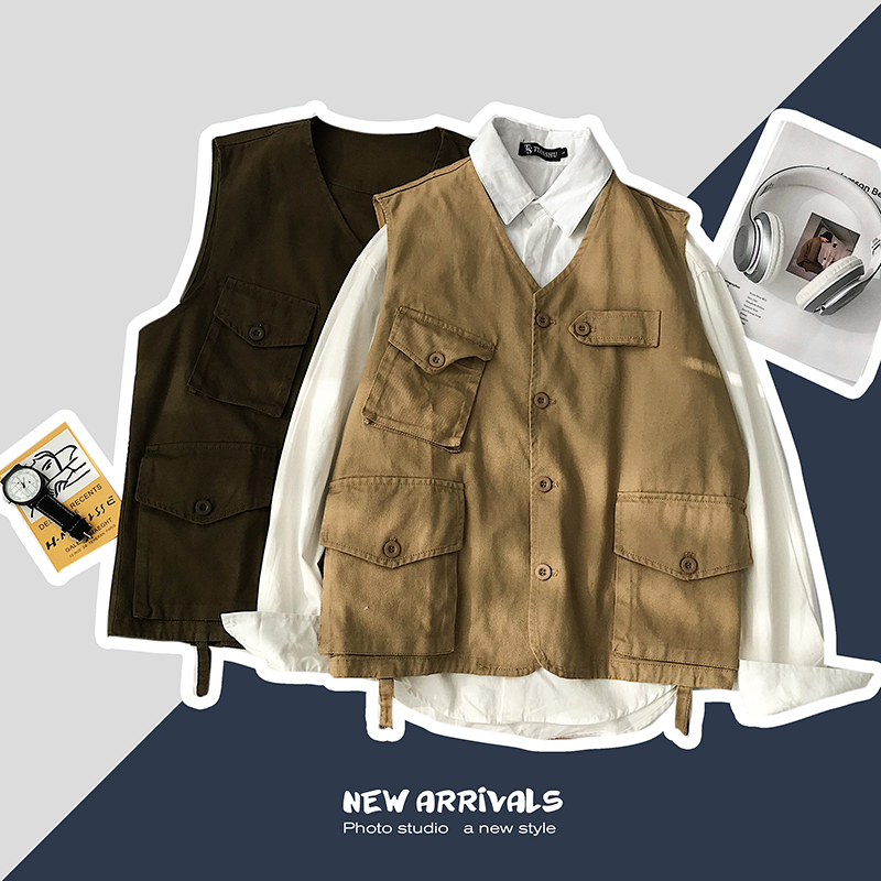 Autumn New Vest Men Fashion Solid Color Casual Multi-pocket Cotton V-neck Tooling Vest Man Streetwear Sleeveless Jacket Coat Men, Army green
Autumn New Vest Men Fashion Solid Color Casual Multi-pocket Cotton V-neck Tooling Vest Man Streetwear Sleeveless Jacket Coat Men, Army green