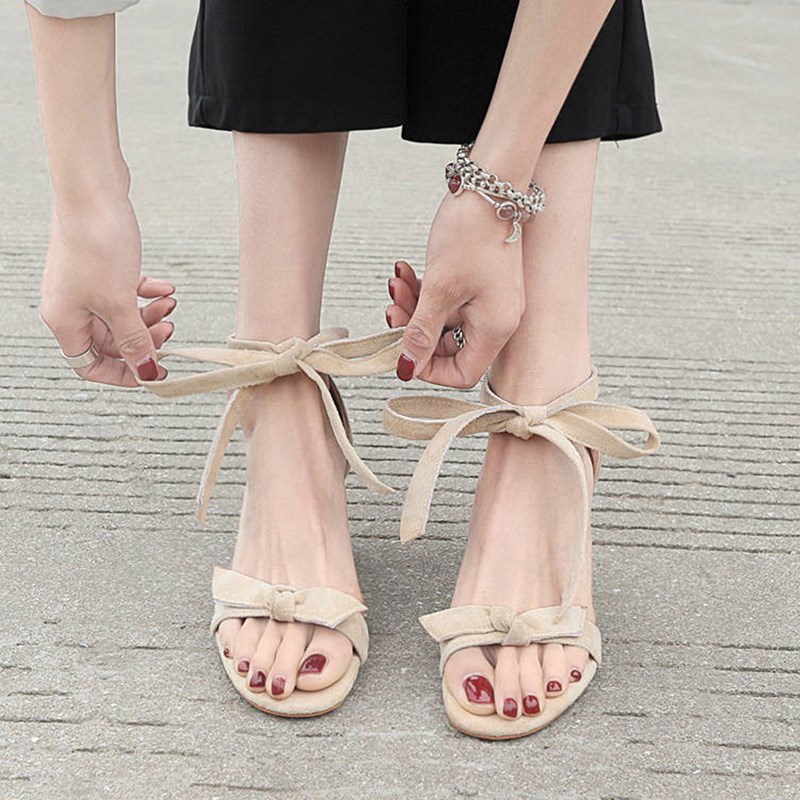 Cross-strap ribbon bow sweet fashion wild high-heeled sandals thick heel simple comfortable temperament sexy high-heeled sandals, Beige
Cross-strap ribbon bow sweet fashion wild high-heeled sandals thick heel simple comfortable temperament sexy high-heeled sandals, Beige