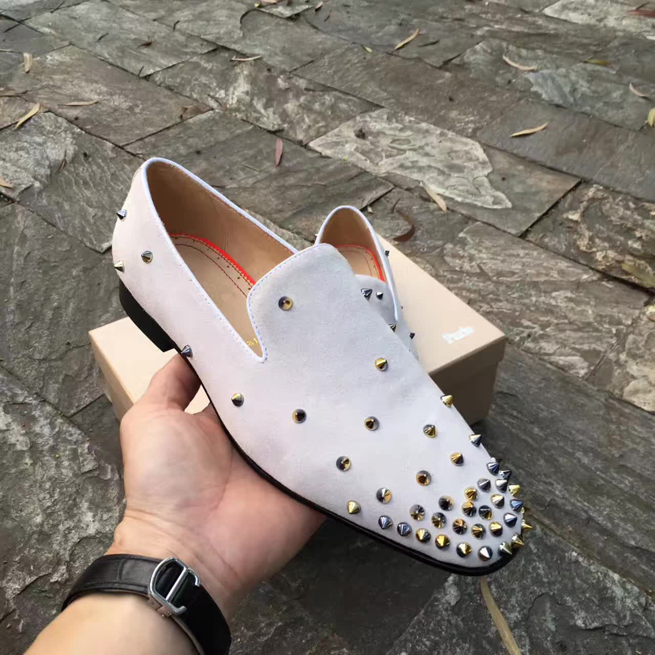 Designer Mens Womens Wedding Party Dress Spikes Red Bottom Loafers Shoes Shiny Mocassin Business Casual Oxford Walking Shoes Size 35-47, Black
Designer Mens Womens Wedding Party Dress Spikes Red Bottom Loafers Shoes Shiny Mocassin Business Casual Oxford Walking Shoes Size 35-47, Black
