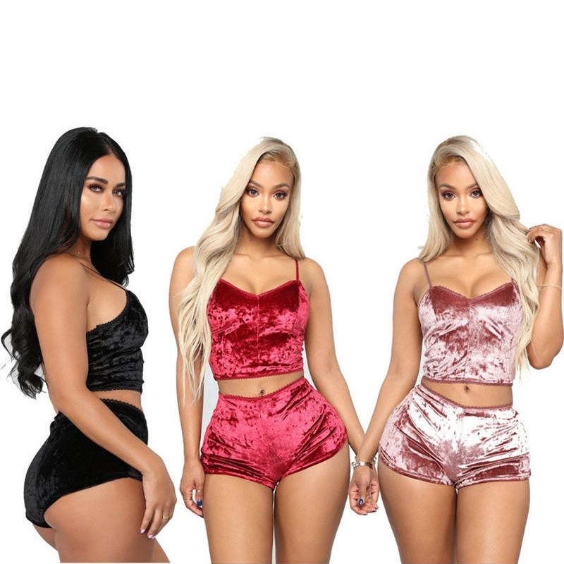 Women's Pajamas Two Piece Sets V-Neck Velvet Women Sexy Lingeries Summer Girls Vest Shorts Sleepwear Set, As pic
Women's Pajamas Two Piece Sets V-Neck Velvet Women Sexy Lingeries Summer Girls Vest Shorts Sleepwear Set, As pic