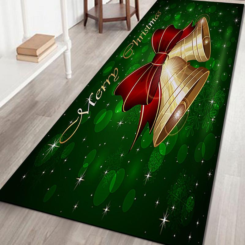 Merry Christmas Decoration Doormat Santa Claus Printing Flannel Floor Mat Non-slip Mats Christmas Home Decoration Door Mat