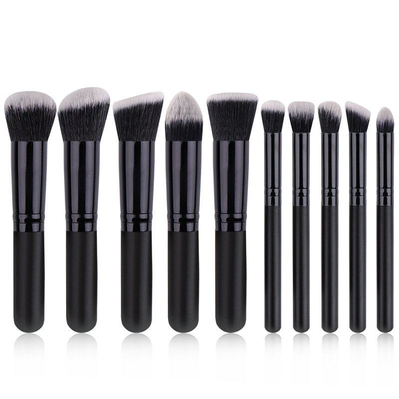 2020 Popular mini wooden makeup brush kit cheapest 10pcs cosmetics kit for beauty tools Foundation Blending Blush Brush Set Various Color